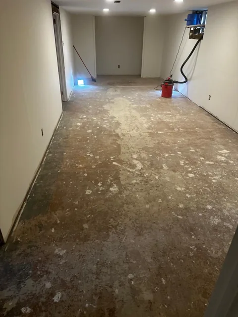 Floor preparation and installation details in a residential interior — work in progress