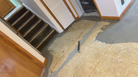 Light varied-tone flooring and room preparation — work in progress