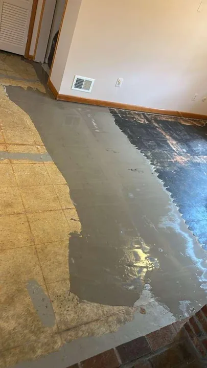 Light varied-tone flooring and room preparation — work in progress